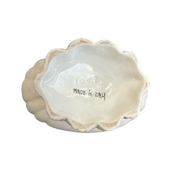 Vintage Italian Hand Painted Tureen Pedestal Scalloped Edge Vase - Picture 7 of 10